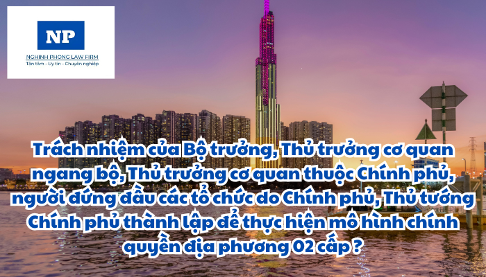 Trách nhiệm của Bộ trưởng, Thủ trưởng cơ quan ngang bộ, Thủ trưởng cơ quan thuộc Chính phủ, người đứng đầu các tổ chức do Chính phủ, Thủ tướng Chính phủ thành lập mà không phải là đơn vị sự nghiệp công lập để thực hiện mô hình chính quyền địa phương 02 cấp được quy định như thế nào?