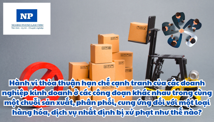 Hành vi thỏa thuận hạn chế cạnh tranh của các doanh nghiệp kinh doanh ở các công đoạn khác nhau trong cùng một chuỗi sản xuất, phân phối, cung ứng đối với một loại hàng hóa, dịch vụ nhất định bị xử phạt như thế nào?