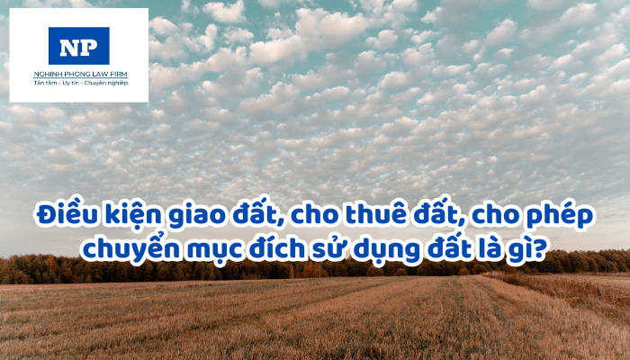 Điều kiện giao đất, cho thuê đất, cho phép chuyển mục đích sử dụng đất là gì?