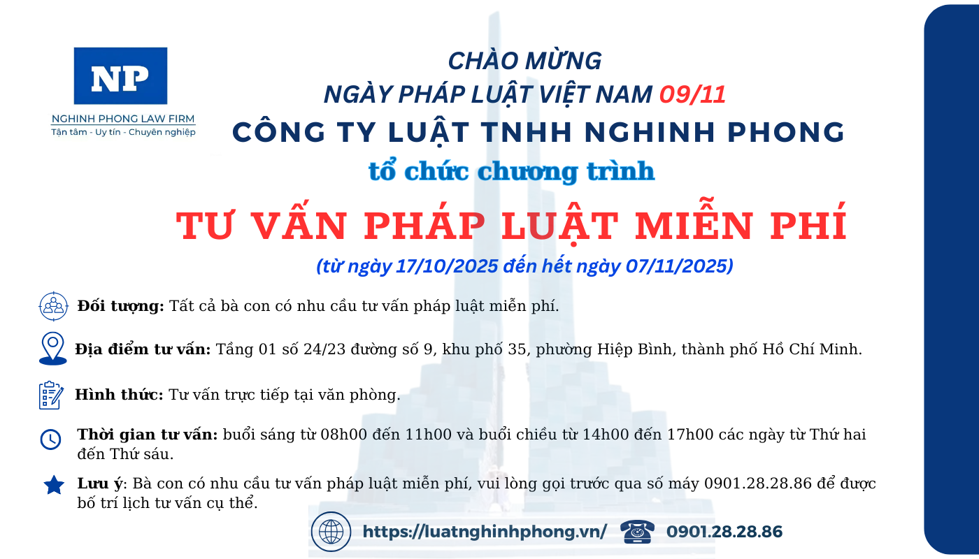 Tổ chức chương trình tư vấn pháp luật miễn phí (từ ngày 17/10/2025 đến hết ngày 07/11/2025)